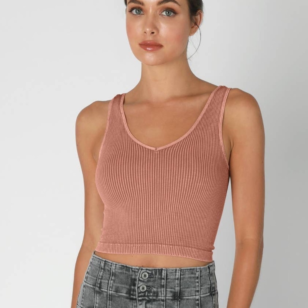 Nikibiki Womens Dark Orange Seamless‎ ribbed tank top S/M